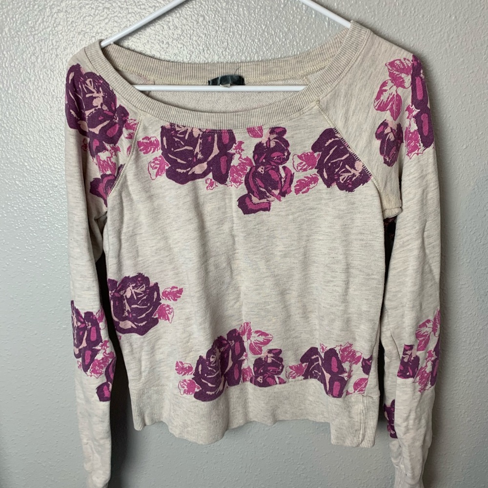 Floral scoop neck sweater